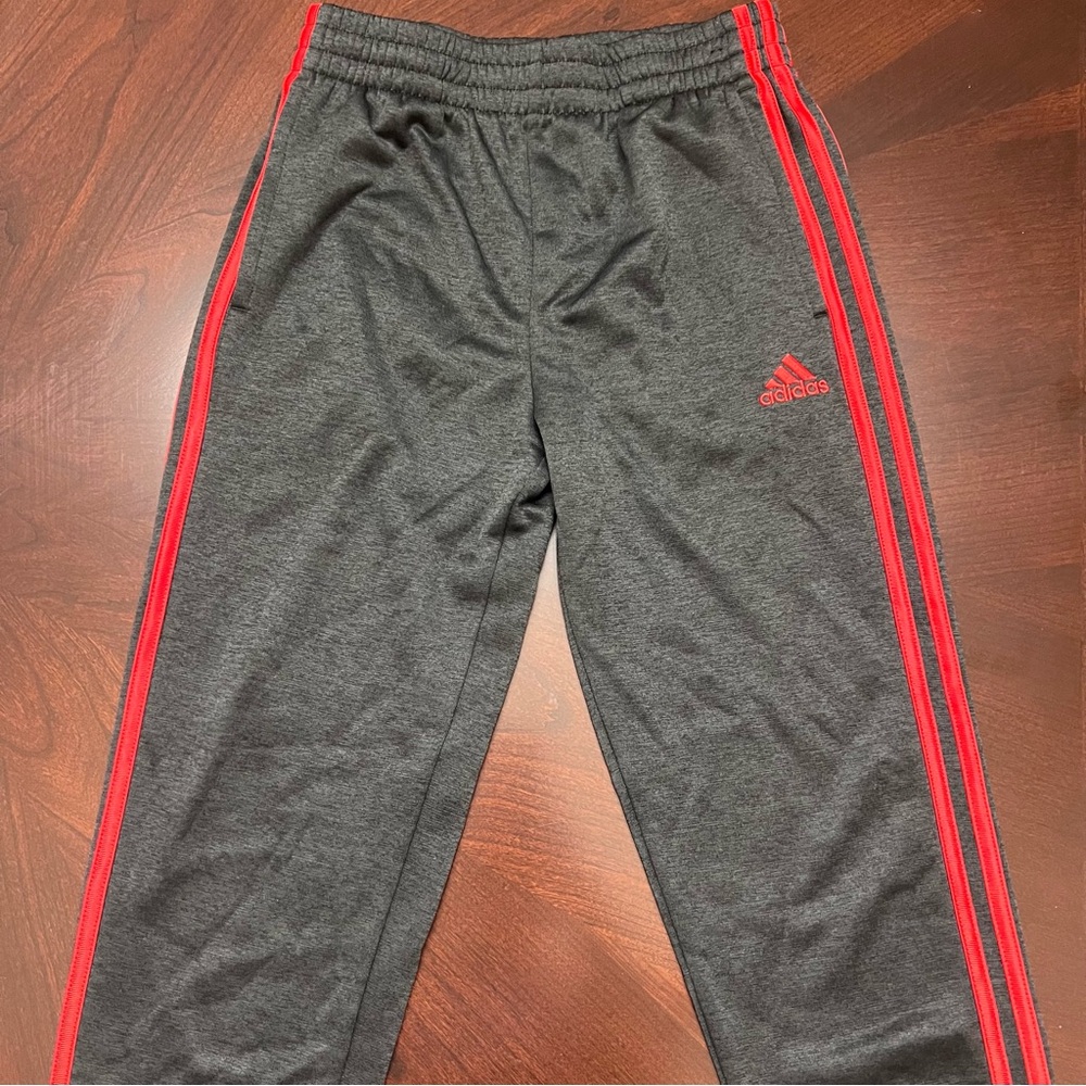 Adidas Kids Charcoal and Scarlet Joggers
